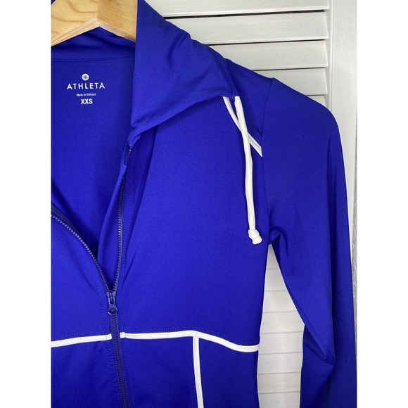 ATHLETA Spinnaker Sun Track Jacket Royal Blue Zip Front Tunic Length Size XXS - Picture 4 of 5
